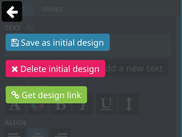 Admin options buttons
