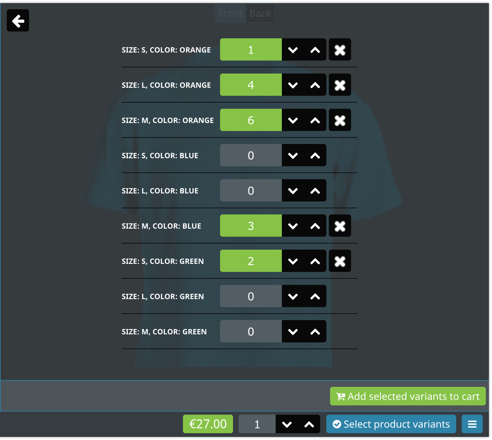 Attributes qty