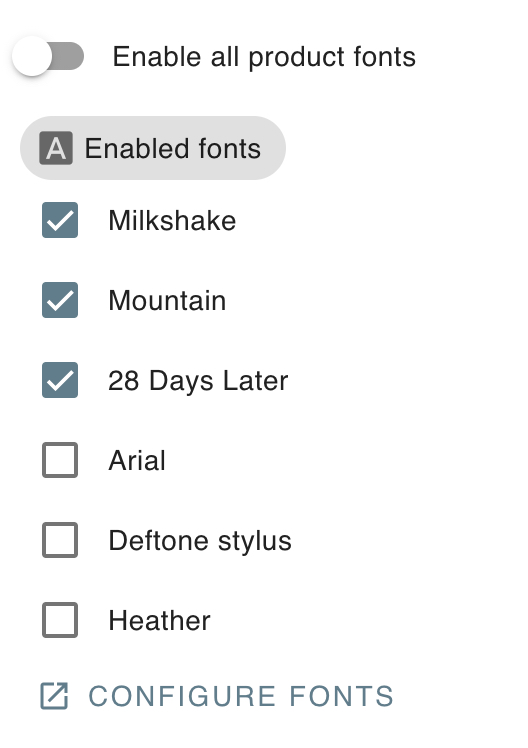 Product fonts