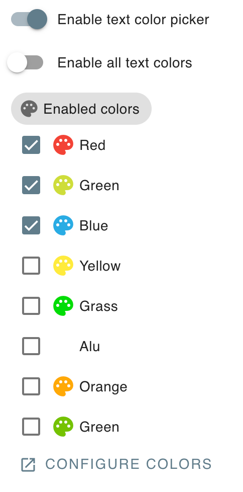 Product text colors